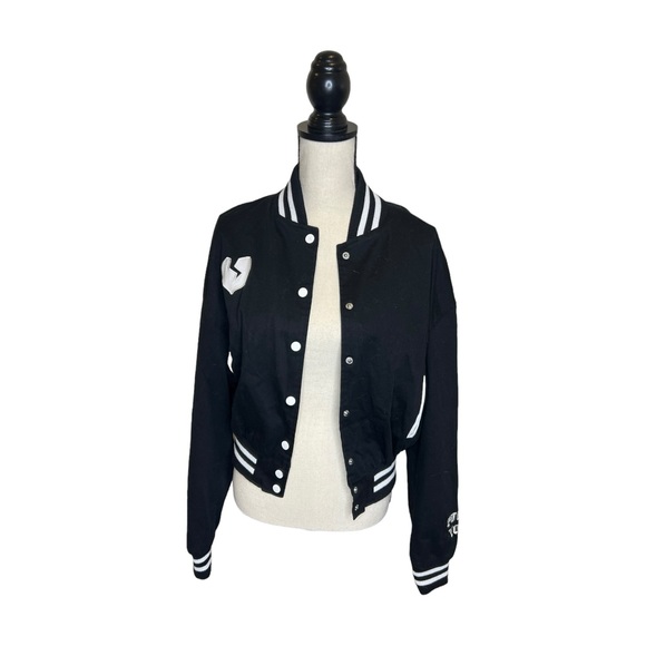 Dolls Kill | Poster Girl Heartbreakers Club Black Varsity Jacket Size Small - Picture 8 of 8
